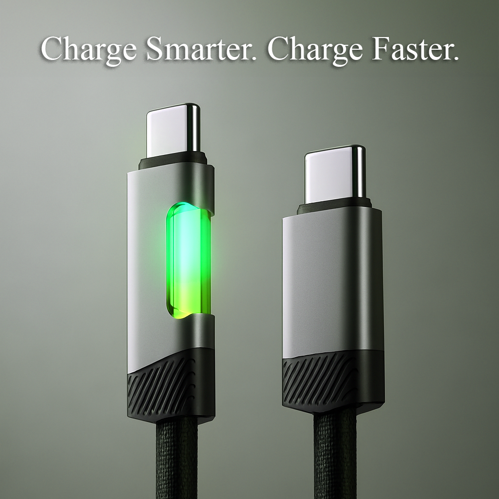 Geolunis™  LunarShield™ — 2M USB-C to USB-C Cable [60W PD Fast Charge] with Smart LED Charging Indicator | Premium Braided Design for Laptops, Tablets & Phones