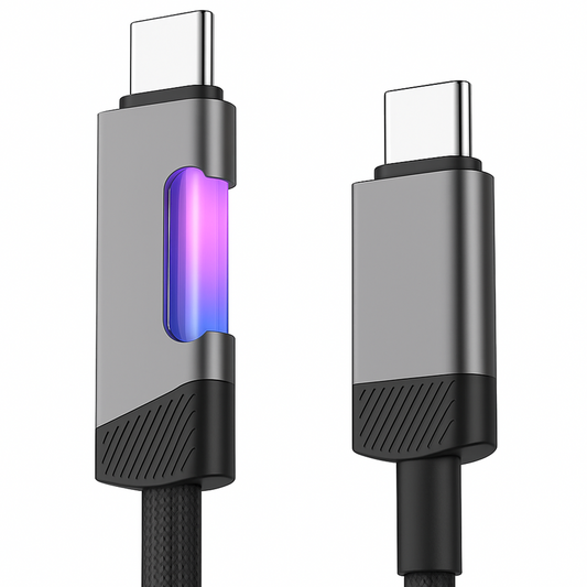 Geolunis™  LunarShield™ — 2M USB-C to USB-C Cable [60W PD Fast Charge] with Smart LED Charging Indicator | Premium Braided Design for Laptops, Tablets & Phones
